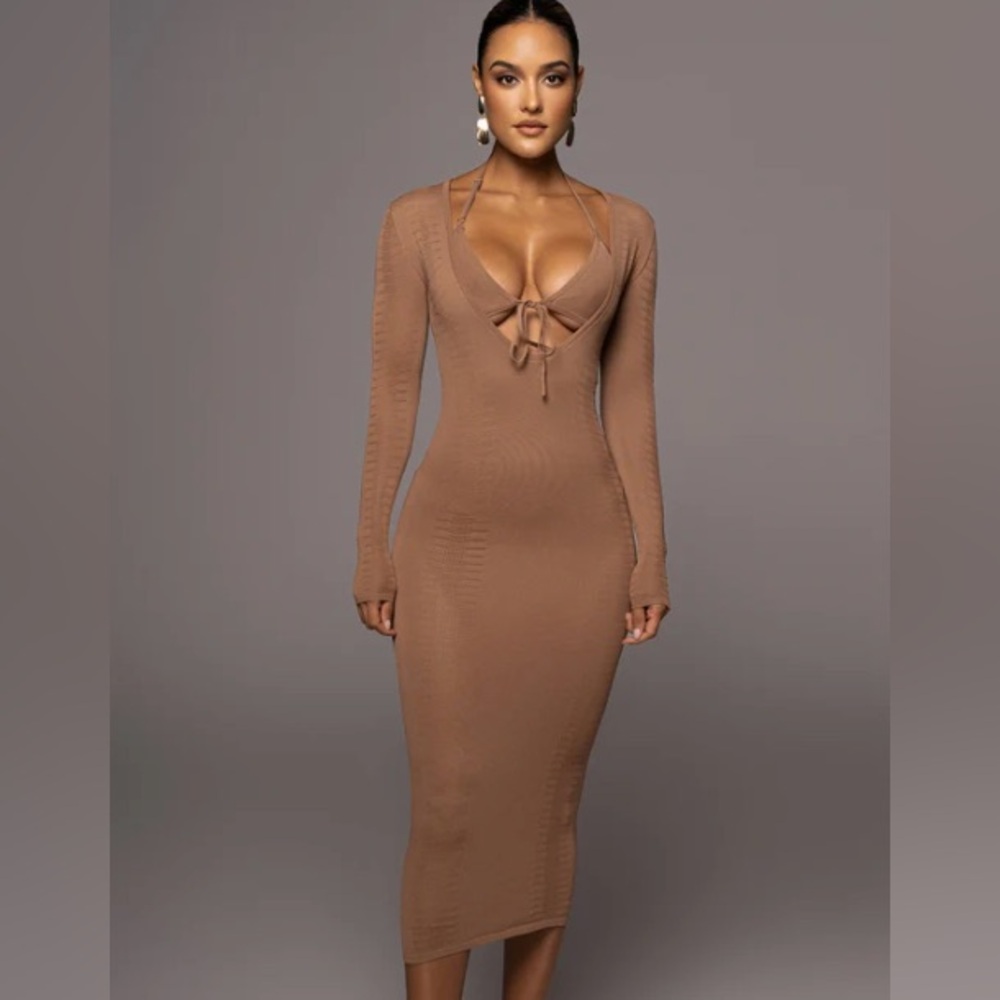 JLUXLABLE PECAN LOOK THIS WAY MIDI DRESS